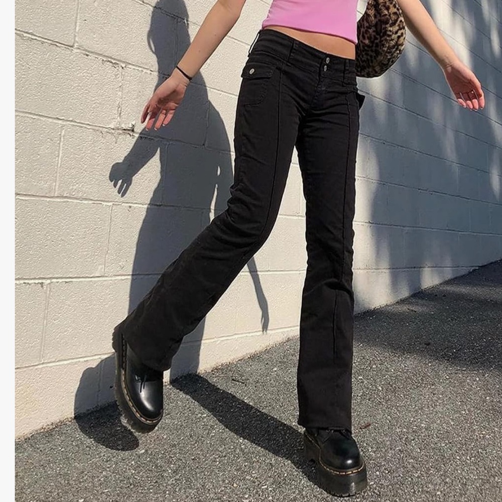 y2k black boot cut pants
